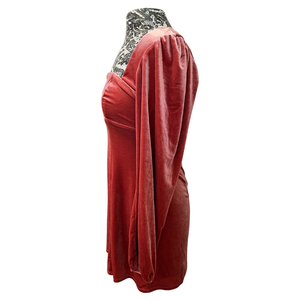 Forever 21 Pink Velour Mini Dress M Sweetheart Babydoll Milkmaid Whimsigoth Punk - Picture 4 of 16